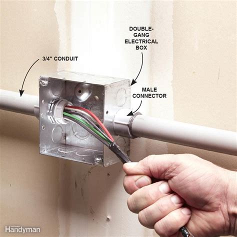 how to connect black pipe to an electrical gang box|wet rated gang box installation.